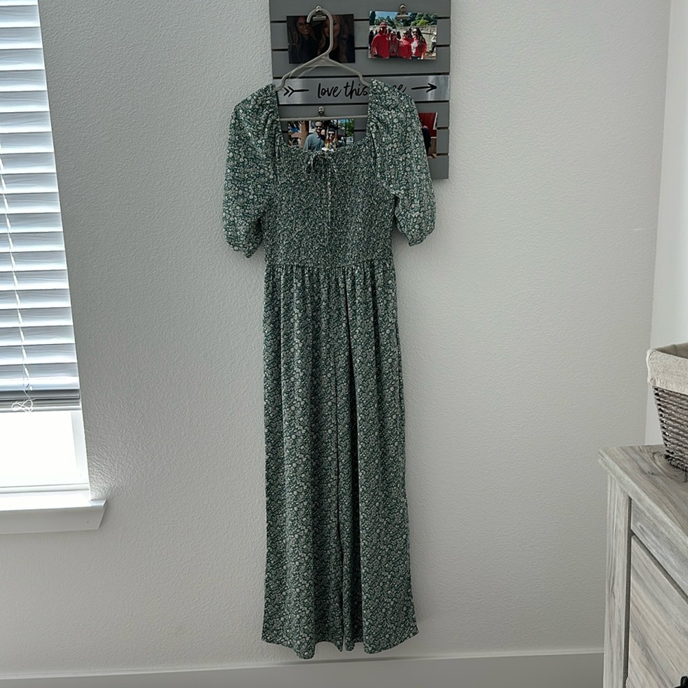 Green floral romper/jumpsuit